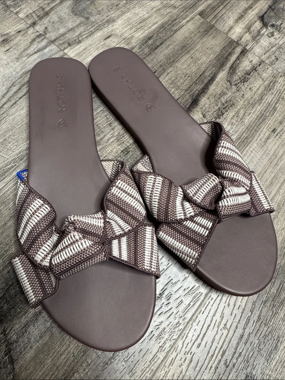NWOB Rothy’s The Knot Sandals Size 9 Taupe Twist Slides Tie